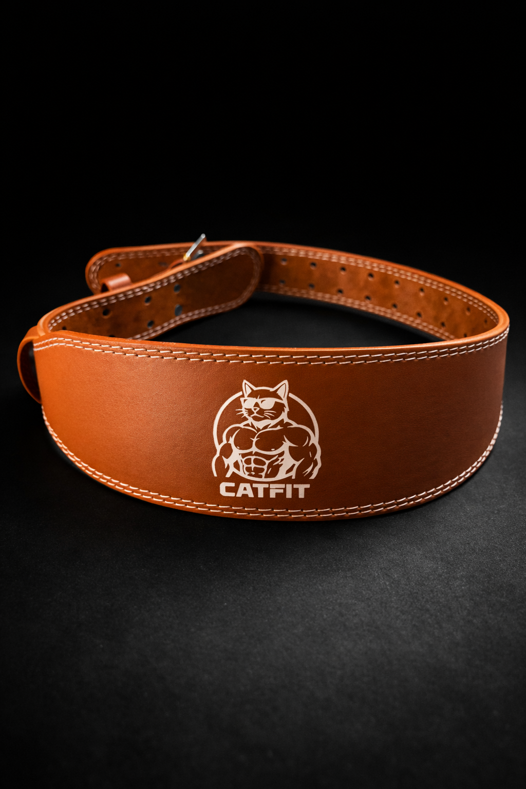 Cinturón de Levantamiento de Pesas CATFIT de Cuero – Soporte Lumbar Profesional