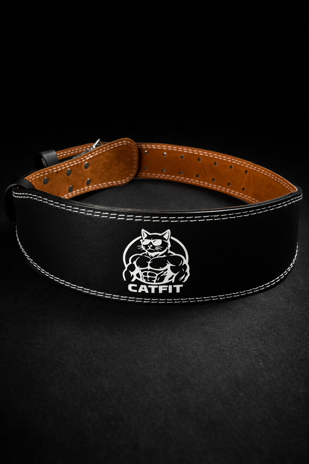 Cinturón de Levantamiento de Pesas CATFIT de Cuero – Soporte Lumbar Profesional