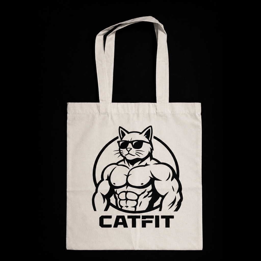 Totebag Beige CATFIT para Gym | Bolso de Tela Resistente para Entrenamiento y Uso Diario
