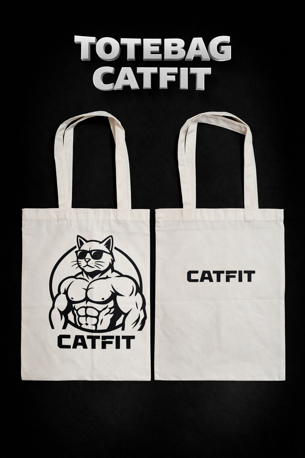 Totebag Beige CATFIT para Gym | Bolso de Tela Resistente para Entrenamiento y Uso Diario