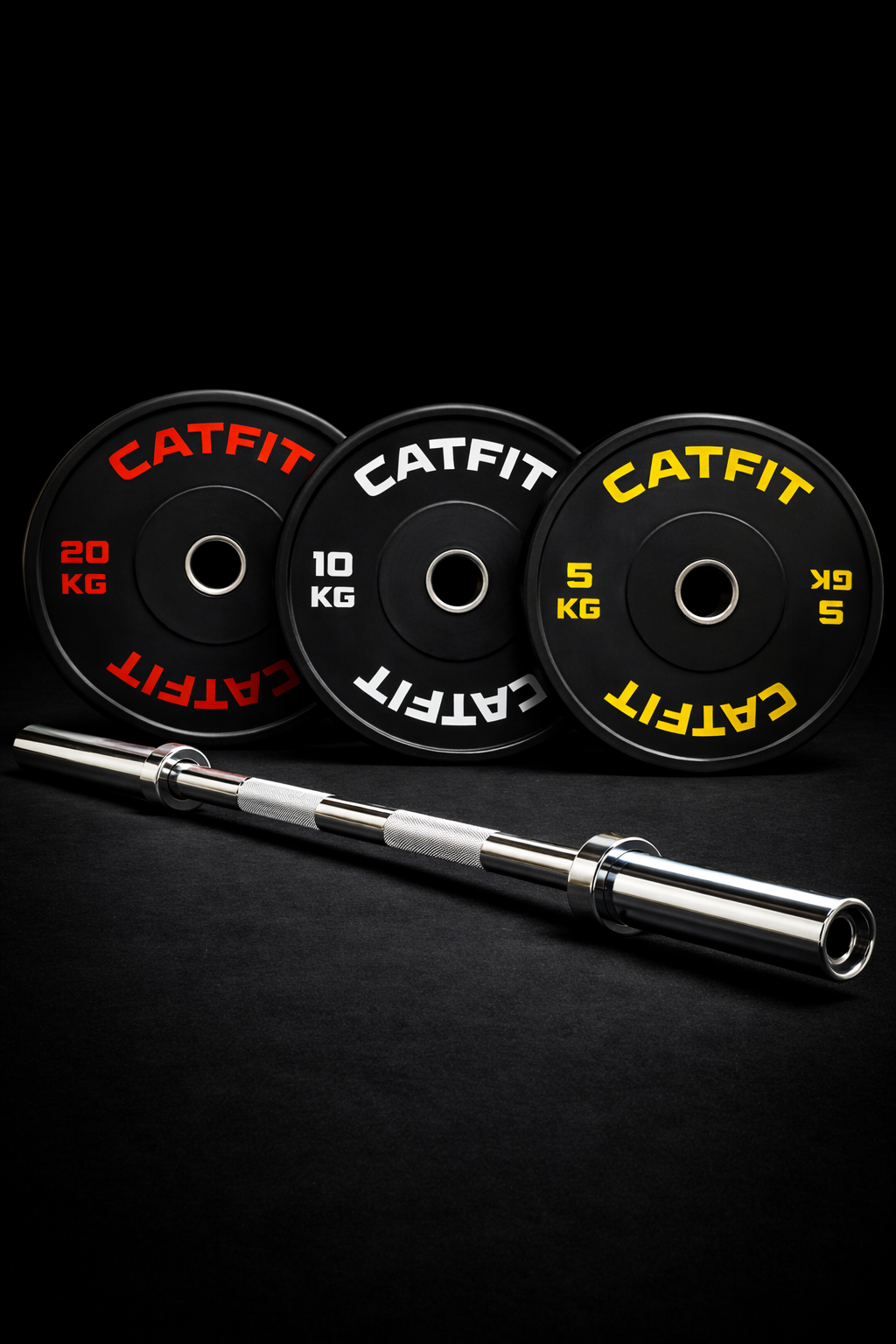 Pack 70 kgs discos olimpicos bumpers + barra olimpica 20 kg 2,20 mts +  2 seguros de barra