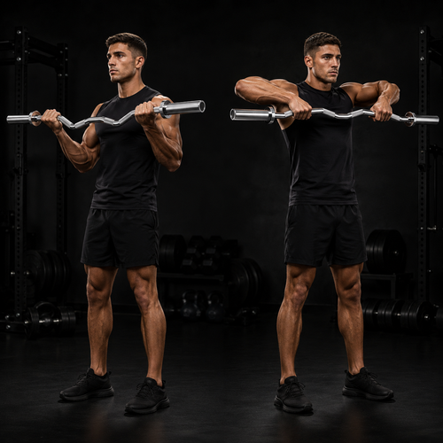 Barra Curl Z Olímpica CATFIT Cromada para Bíceps y Tríceps