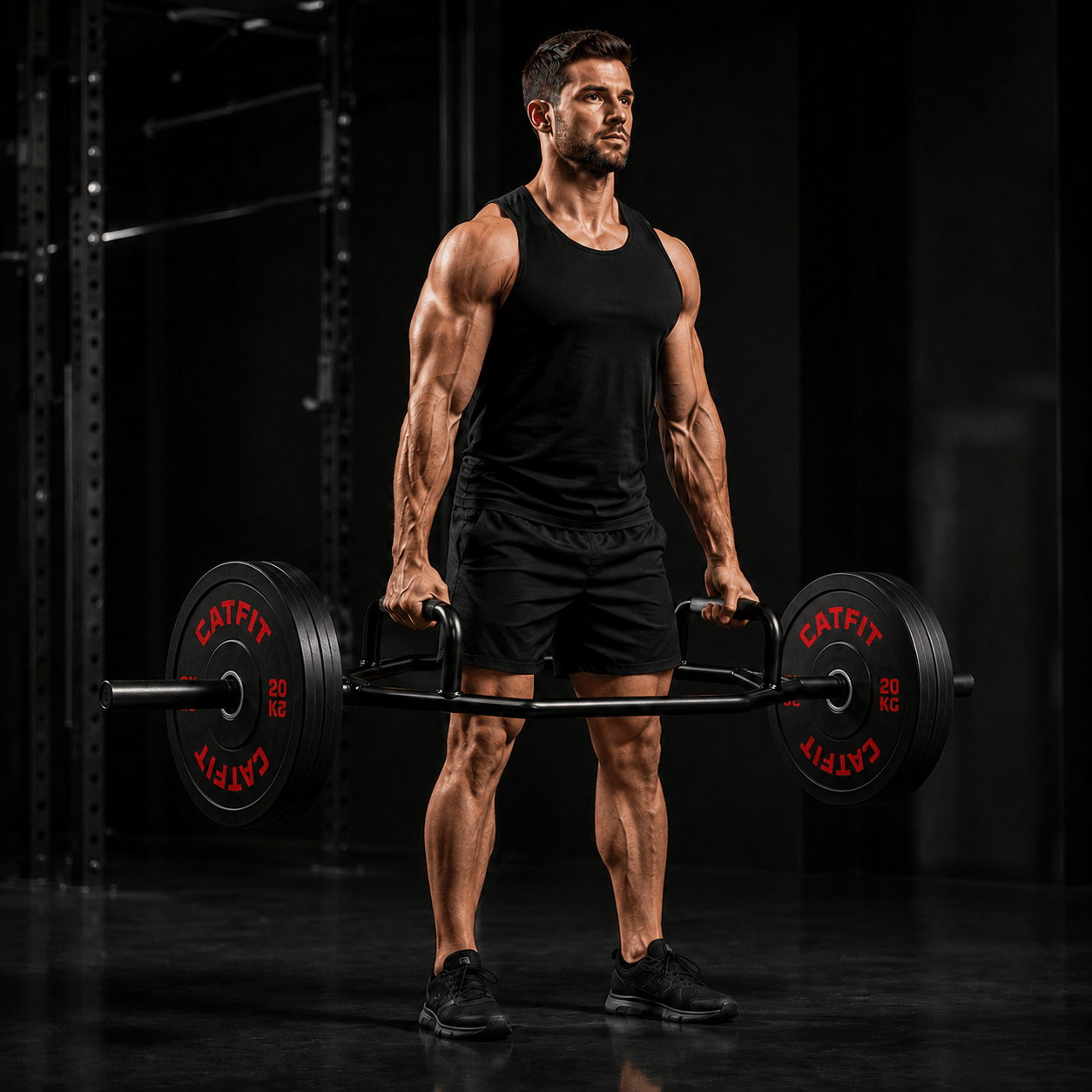 Barra hexagonal negra 141 cm para peso muerto - catfit