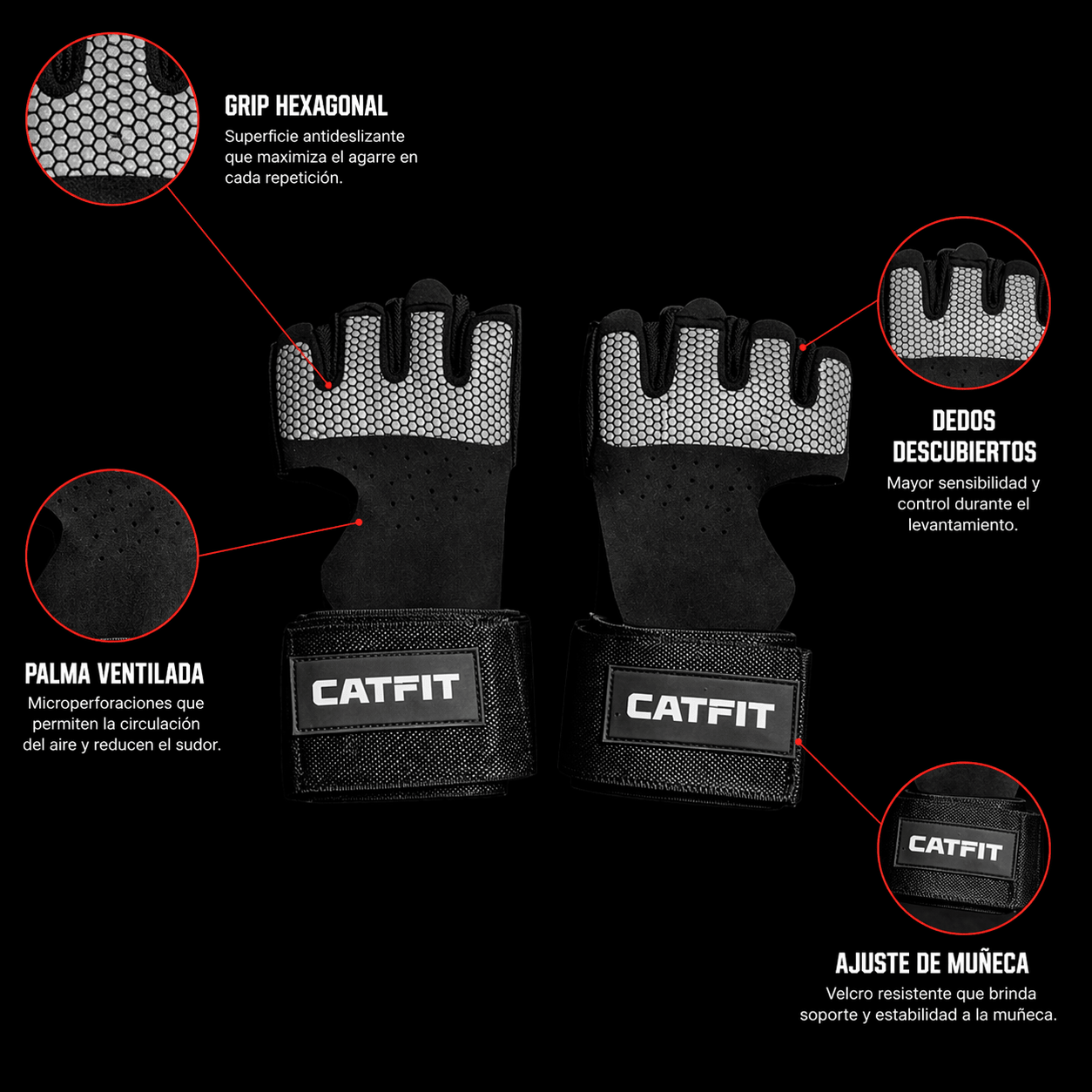 Guantes CATFIT CallusGuard – Protección de Callos + Muñequera Ajustable - catfit
