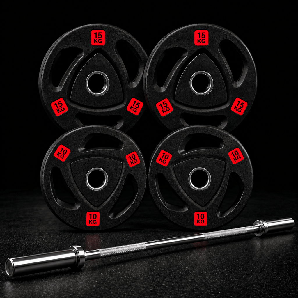 PACK 50 KG DISCOS OLÍMPICOS CATFIT + BARRA OLÍMPICA 20 KG 2,20 M - catfit