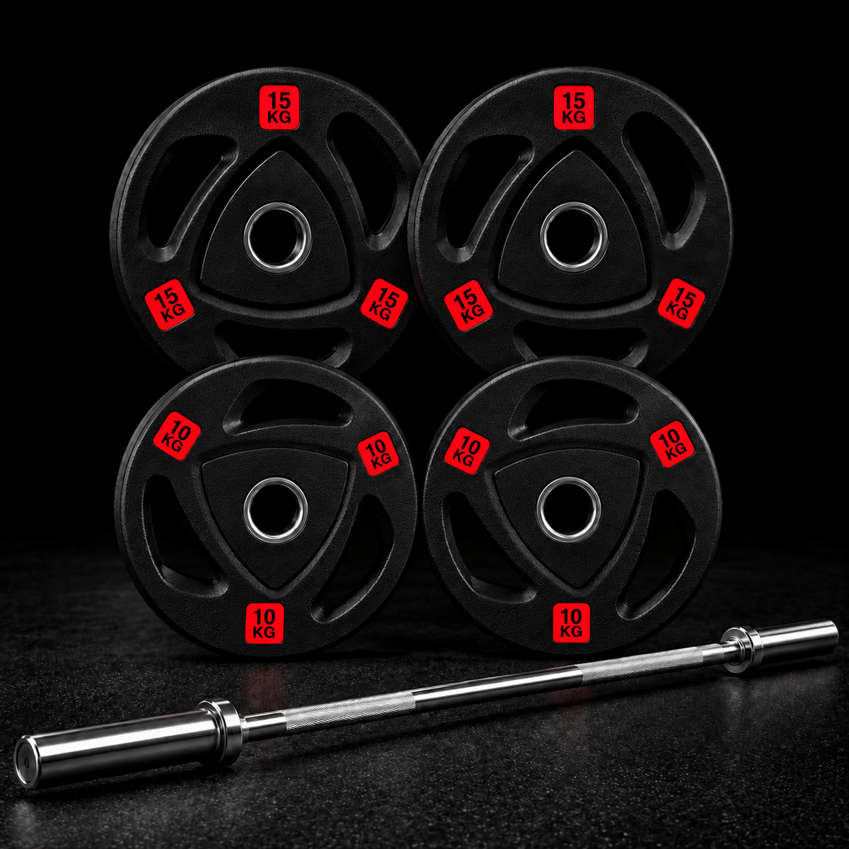 PACK 50 KG DISCOS OLÍMPICOS CATFIT + BARRA OLÍMPICA 20 KG 2,20 M - catfit