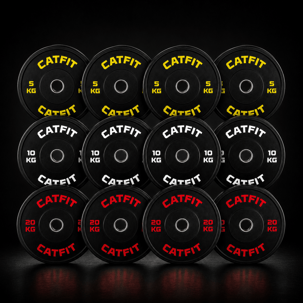 Pack de discos bumper olimpicos catfit 140 kg + barra olimpica de 20 kg 2.20 mts - catfit