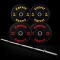 PACK DE DISCOS BUMPER OLÍMPICOS CATFIT — 50 KG + BARRA OLÍMPICA 20 KG - catfit