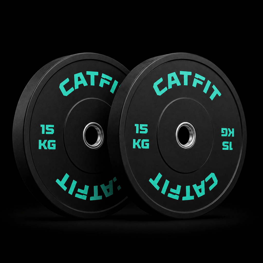 Pack de discos bumpers olimpicos catfit 100 kg + Barra olimpica de 20 kg 2.20 mts - catfit