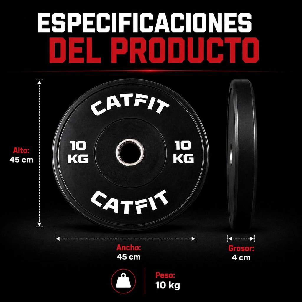 Par de discos bumper CATFIT 10 kg para barra olímpica - catfit