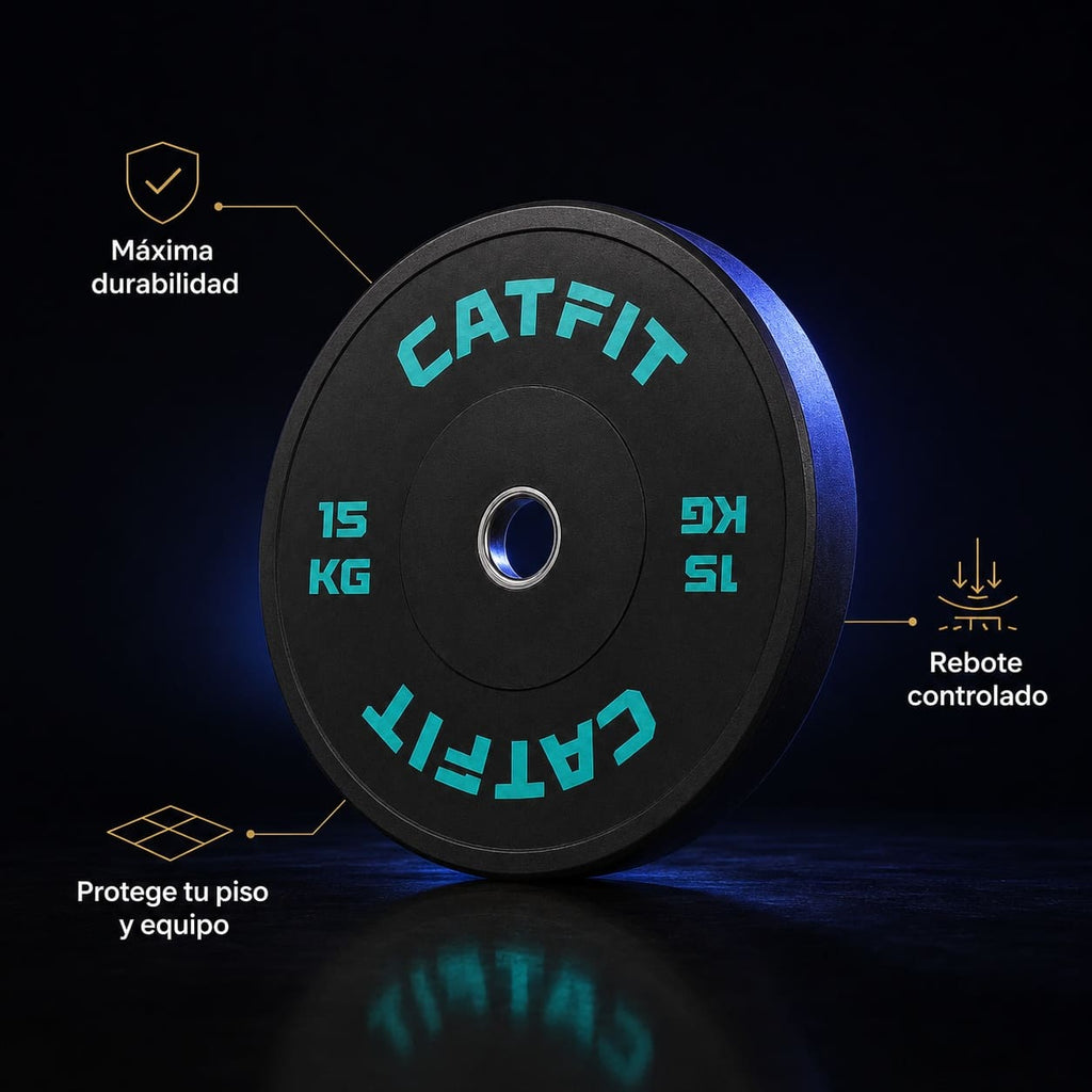 Par de discos bumper CATFIT 15 kg para barra olímpica - catfit