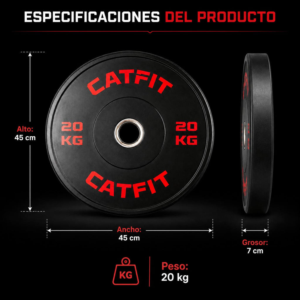 Par de discos bumper CATFIT 20 kg para barra olímpica - catfit