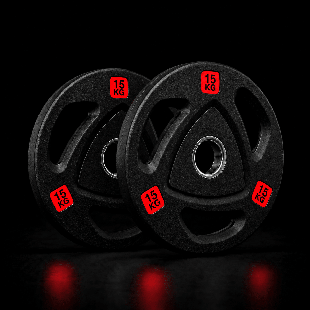 PAR DE DISCOS OLÍMPICOS TRIPLE AGARRE CATFIT — 15 KG C/U / 50 MM - catfit