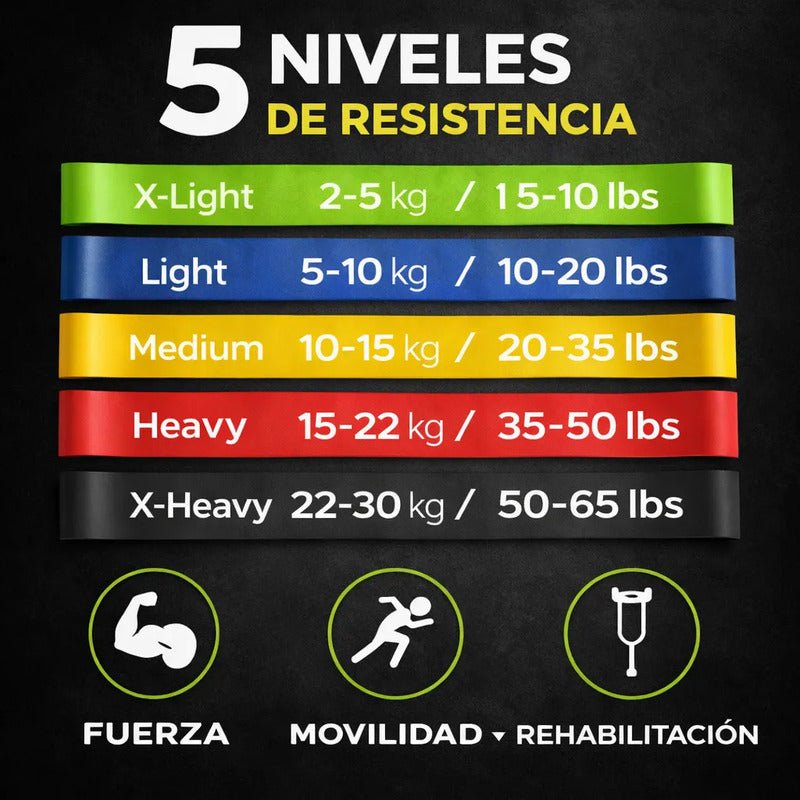 Set 5 Bandas Elásticas Catfit Resistencias - catfit